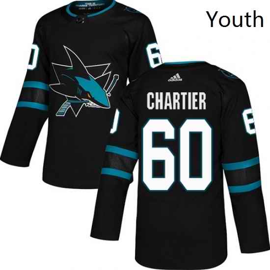 Youth Adidas San Jose Sharks 60 Rourke Chartier Premier Black Alternate NHL Jersey